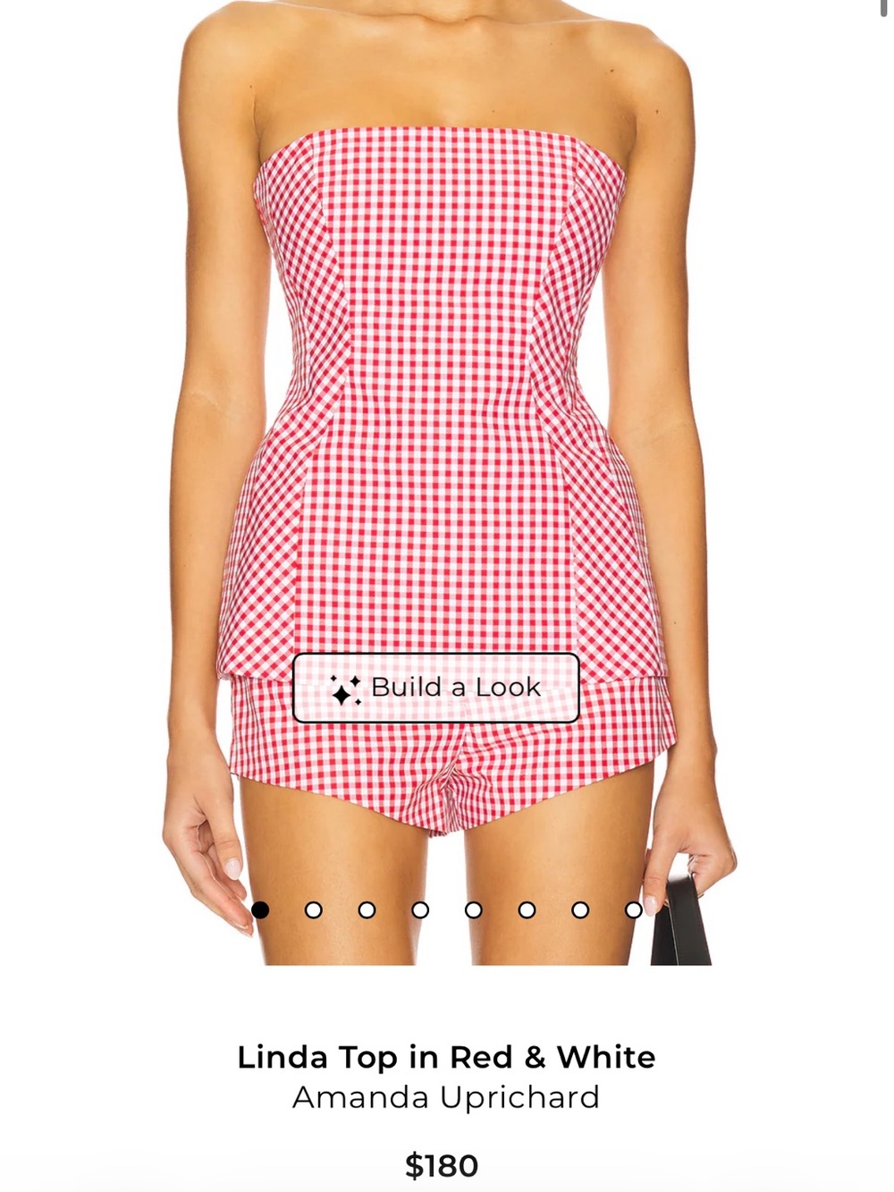 Amanda Uprichard Red & White Gingham Strapless Top